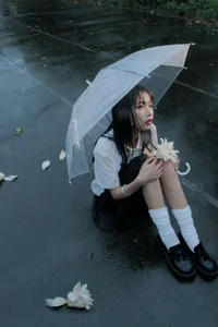 Cinematic Outdoor Portrait Photography: Nishi Ichioku in Art Language Vol.9365 - Rainy Forest Aesthetic and Moody Fashion Inspiration-3