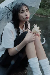 Cinematic Outdoor Portrait Photography: Nishi Ichioku in Art Language Vol.9365 - Rainy Forest Aesthetic and Moody Fashion Inspiration-1