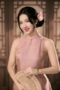 Discover Traditional Beauty: Elegant Lady Amidst Blossoms-1