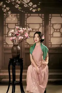 Discover Traditional Beauty: Elegant Lady Amidst Blossoms-0