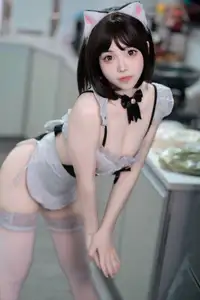 Coser Bangni's Little Cat's Diary Part01: Charming Nekomimi Maid Cosplay Unveiled-13