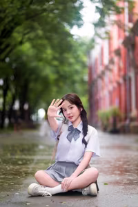 VGU No.156: Radiant Vietnamese Schoolgirl Shines in Elegant School Uniform-1