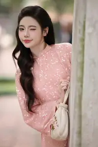 Discover Asian Beauty: Elegant Girl in Dreamy Pink Ao Dai Portrait-1