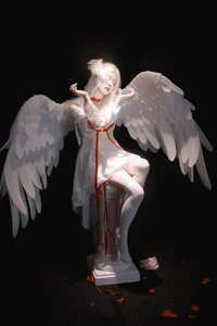 Captivating Fallen Angel Artistic Photography: Art Language Vol.9335 featuring Model Fei Fei - Elegant Dark Aesthetic Portrait Series-11