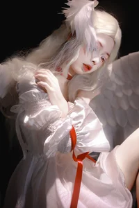 Captivating Fallen Angel Artistic Photography: Art Language Vol.9335 featuring Model Fei Fei - Elegant Dark Aesthetic Portrait Series-7