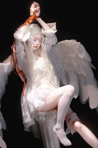 Captivating Fallen Angel Artistic Photography: Art Language Vol.9335 featuring Model Fei Fei - Elegant Dark Aesthetic Portrait Series-12