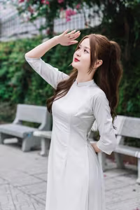 VGU No.105: Serene Beauty A Vietnamese Girl in Elegant White Áo Dài-5