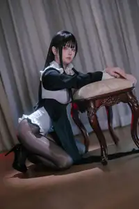 Coser Yu Yu: Alluring Black Stocking Nun – Exclusive Photo Set (41P)-3