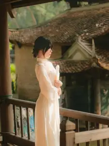 Graceful Asian Beauty: A Vietnamese Woman in Traditional Attire, Evoking Timeless-5