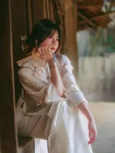 Graceful Asian Beauty: A Vietnamese Woman in Traditional Attire, Evoking Timeless-0