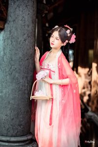 AI Generated: Gentle Hanfu Girl in Pink, Elegant Asian Beauty-5