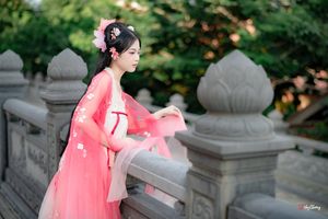 AI Generated: Gentle Hanfu Girl in Pink, Elegant Asian Beauty-3