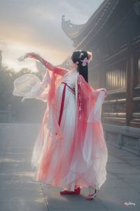 AI Generated: Gentle Hanfu Girl in Pink, Elegant Asian Beauty-21
