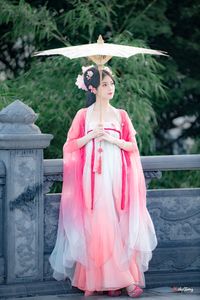 AI Generated: Gentle Hanfu Girl in Pink, Elegant Asian Beauty-12