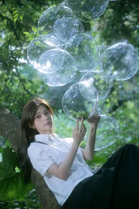 Ethereal Forest Dreamcore Portrait Photography: Art Language Vol.9282 Featuring Model Qu Qi in a Whimsical Nature Setting-9