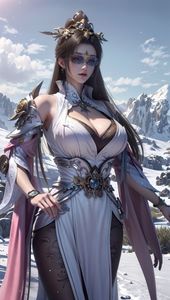 AI Generated Female General: Exquisite Fantasy Beauty in Winter Attire - AI Generated Part01-2