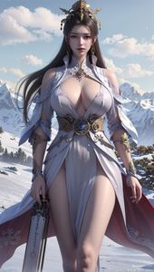 AI Generated Female General: Exquisite Fantasy Beauty in Winter Attire - AI Generated Part01-6