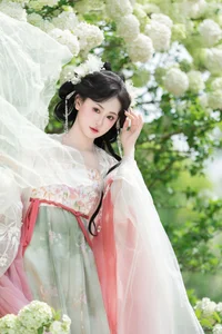 Ethereal Hanfu Beauty Amidst White Blooms - YiTuYu Vol.8889 Jiao Yi Zhi Sui Sui-21