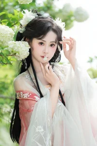 Ethereal Hanfu Beauty Amidst White Blooms - YiTuYu Vol.8889 Jiao Yi Zhi Sui Sui-13