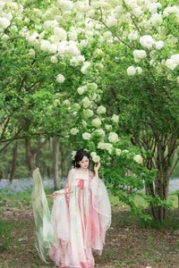 Ethereal Hanfu Beauty Amidst White Blooms - YiTuYu Vol.8889 Jiao Yi Zhi Sui Sui-28