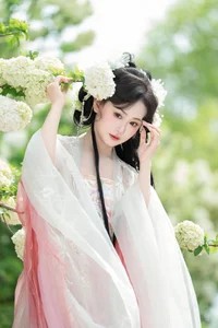 Ethereal Hanfu Beauty Amidst White Blooms - YiTuYu Vol.8889 Jiao Yi Zhi Sui Sui-11
