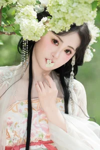 Ethereal Hanfu Beauty Amidst White Blooms - YiTuYu Vol.8889 Jiao Yi Zhi Sui Sui-33